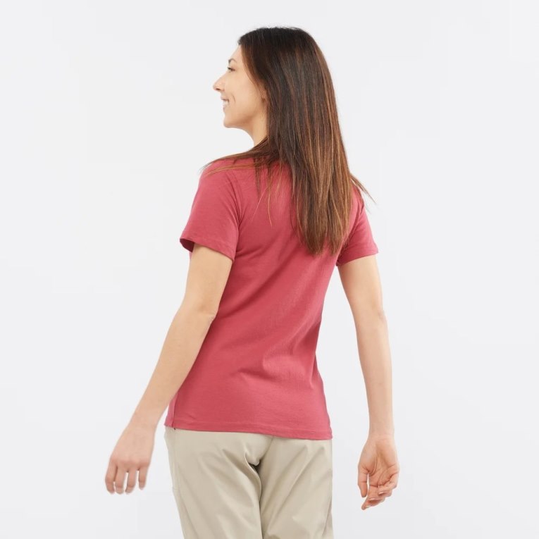 Red Salomon Outlife Big Logo Short Sleeve Women's T-Shirts | IE QM6192